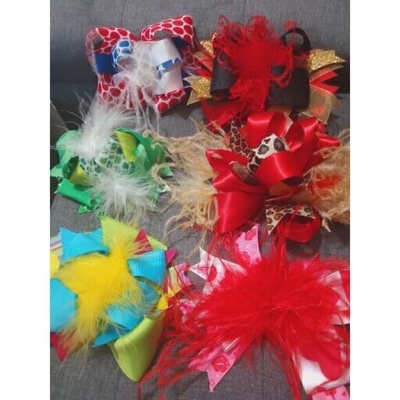 Lot of 6 Over the Top Hair Girls Bows - Picture 1 of 8